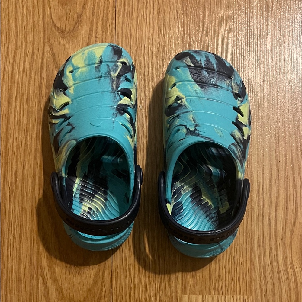 Kids' Aqua and Black Slip-On Sandals